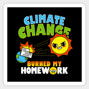 Funny Kawaii Climate Change Student Homework Excuse Joke Cartoon Sticker